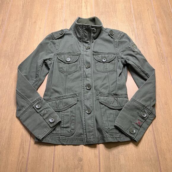 Fox Racing Jackets & Blazers - Y2K Fox Racing Women’s Army Green Military Style Zip & Button Jacket Sz Medium